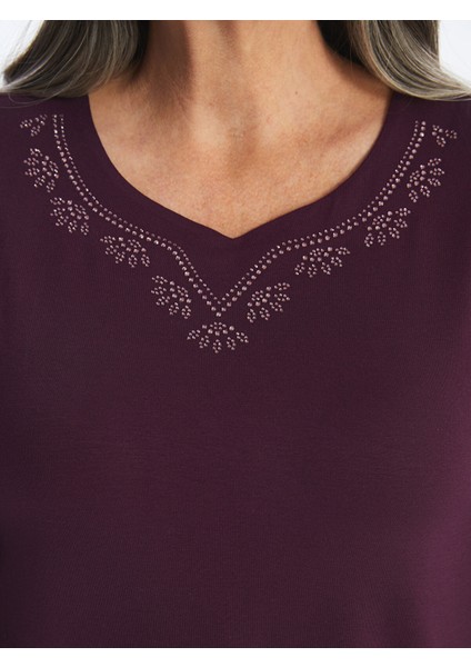 Yeni Sezon V Yaka Parlak Taşlı Kadın Bluz modelleri