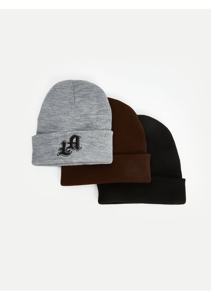 Yeni Sezon Nakışlı Erkek Bere Seti 3'lü