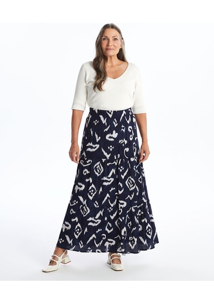 Yeni Sezon Beli Lastikli Desenli Kadın Etek