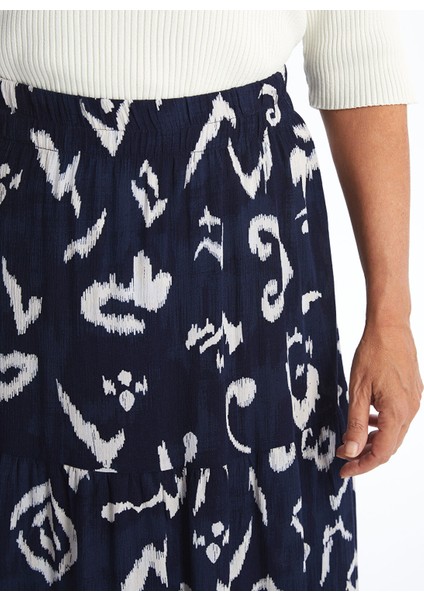 Yeni Sezon Beli Lastikli Desenli Kadın Etek modelleri