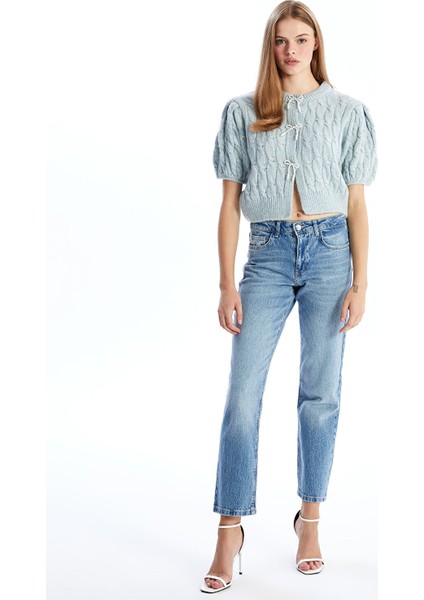 Yeni Sezon Kurdele Detaylı Balon Kollu Prenses Kazak modelleri