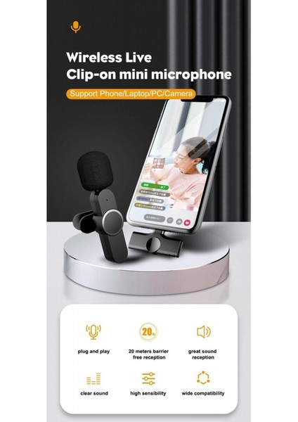Lightning Girişli Iphone Uyumlu Ikili Kablosuz Yaka Mikrofonu Youtube Facebook Tiktok Vlog fiyatları