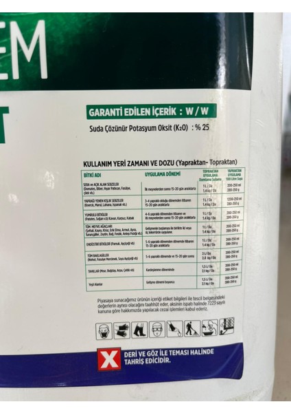 Bellafert K 20 Lt – Sıvı Potasyumlu Şişirici Gübre, Meyve İrileştirici ve Verim Artırıcı fiyatları