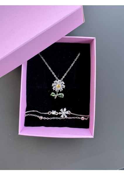 Papatya Kolye Bileklik Seti Çelik fiyatları