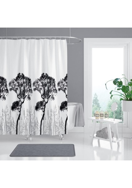 Ağaç Desen Duş -Beyaz Renk Duş ve Küvet, 180X200 cm Lüx