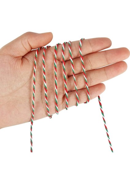 10 Metre Kırmızı-Yeşil-Beyaz Bileklik Ipi Hediye Süsleme Ipi Marteniçka Paket Ipi