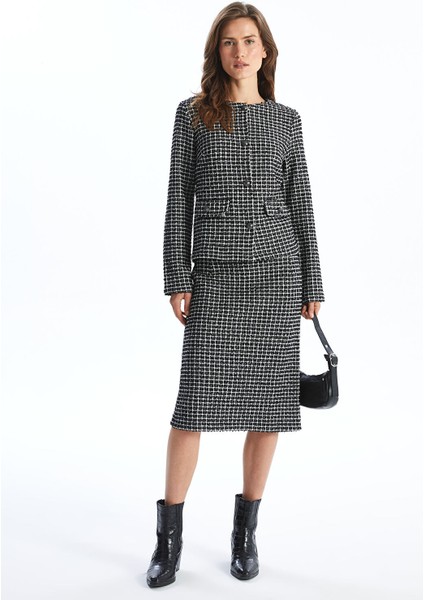 Yeni Sezon Bisiklet Yaka Ekose Kadın Tüvit Ceket fiyatları