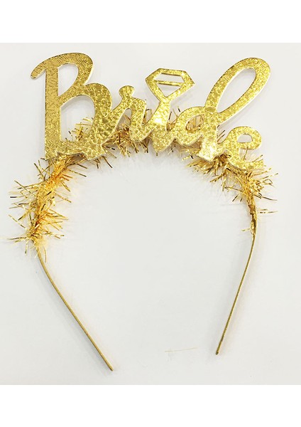 Altın Renk Bekarlığa Veda Italik Yazı Alyanslı Bride Taç (5358)