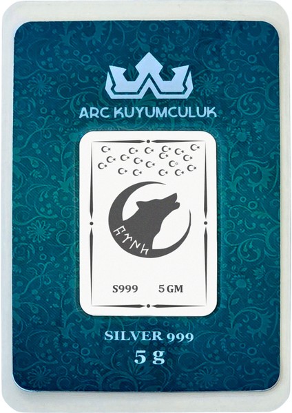 Kurt ve Ay Yıldız Temalı 999 Ayar Gümüş ile Üretilmiş Hediyeye Özel 5 Gram Gümüş KÜLÇESI-789