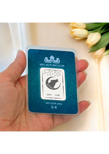 Kurt ve Ay Yıldız Temalı 999 Ayar Gümüş ile Üretilmiş Hediyeye Özel 5 Gram Gümüş KÜLÇESI-789 fiyatları