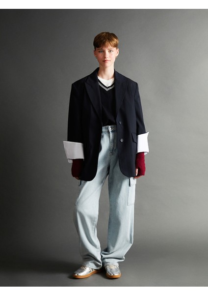 Yeni Sezon Wideleg Kadın Kargo Jean Pantolon