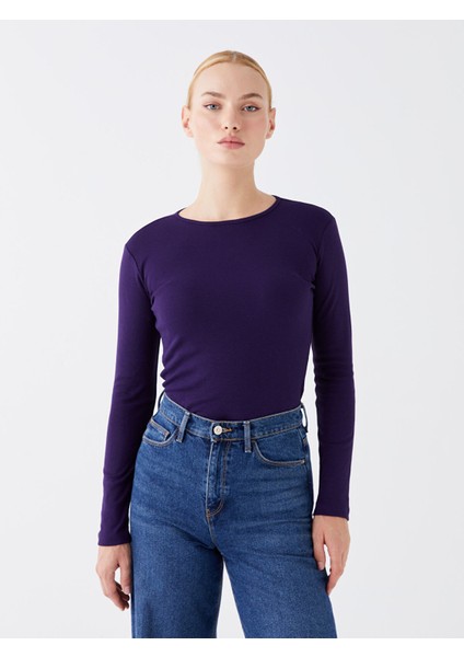 Yeni Sezon Bisiklet Yaka Düz Uzun Kollu Kadın Tişört