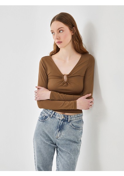 Yeni Sezon V Yaka Kadın Bluz