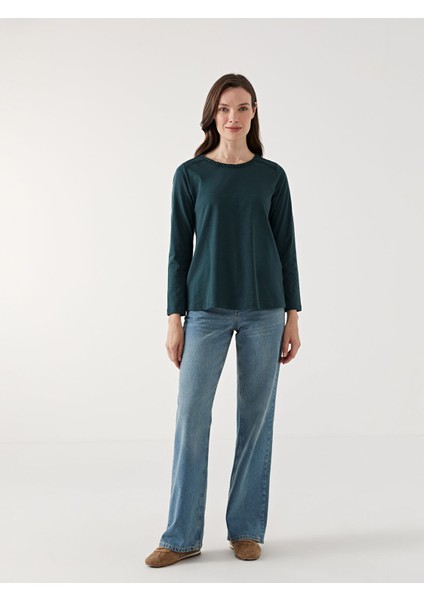 Yeni Sezon Bisiklet Yaka Nakışlı Kadın Bluz fiyatları