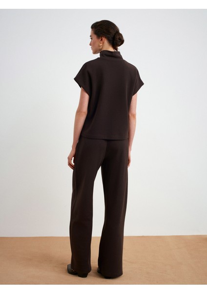 71927 Beli Lastikli Dikiş Detaylı Bol Eşofman-Koyu Kahve fiyatları