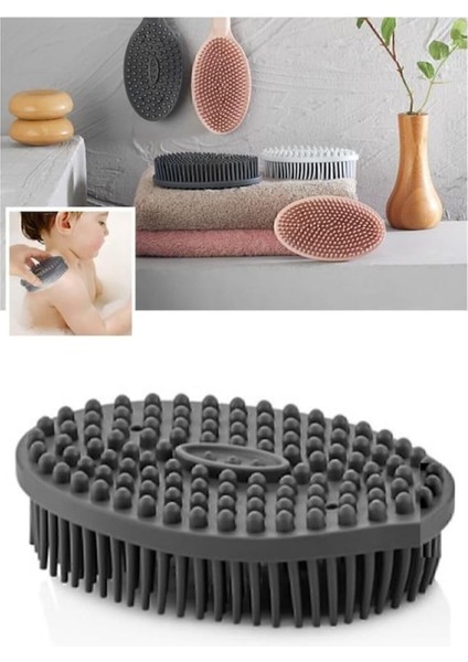 Seahome Vücut Masaj Fırçası, Çift Taraflı Sırt Kese Banyo Duş Bebek Duş Fırça Masaj Yumuşak Fırça Antrasit Dşfrçant