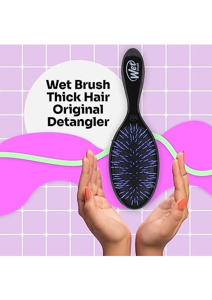 Wet Brush Kalın Saç Dolaşık Açıcı Fırça, Siyah - Ultra Yumuşak Intelliflex Kıllar Arapsaçı Kolaylıkla Kayar - Tüm Saç Tipleri Için Ağrısız Detangler, Islak ve Kuru Saçlar