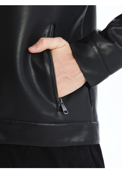 Yeni Sezon Slim Fit Erkek Deri Görünümlü Ceket modelleri