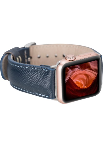 Apple Watch Uyumlu Deri Kordon 42-44-45MM G3 Lacivert