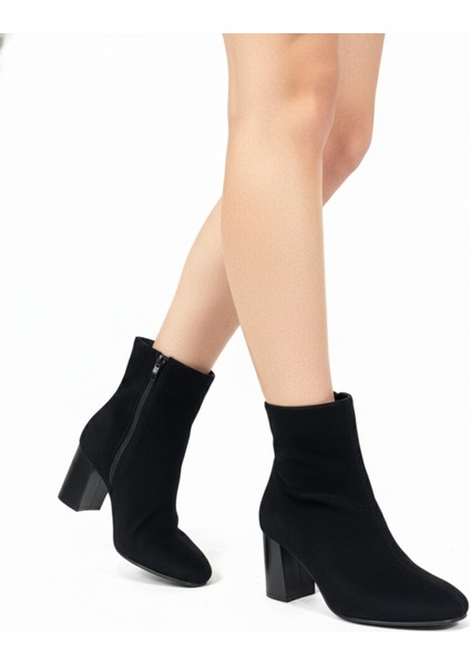 Süet Fermuarlı Önü Düz Kolay Giyilebilir Topuklu Kısa Sade Klasik Bot Bootie fiyatları