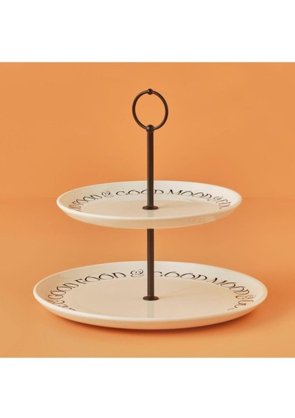 Seramik 2 Katlı Kurabiyelik Beyaz (26X30 Cm)