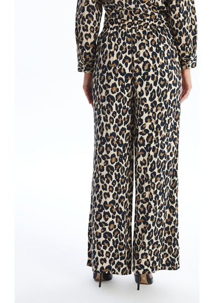 Yeni Sezon Beli Lastikli Leopar Desenli Kadın Pantolon fırsatları