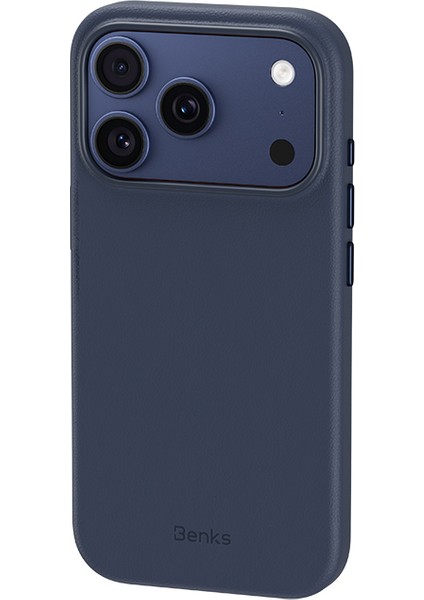 iPhone 17 Pro Uyumlu Kılıf M-Safe Şarj Özellikli Benks Vitapro Serisi Pu Deri Kapak Mavi fiyatları