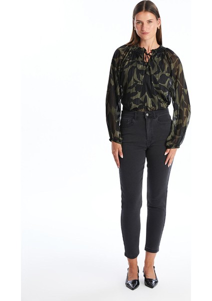 Yeni Sezon Bağlamalı Yaka Desenli Kadın Bluz fiyatları