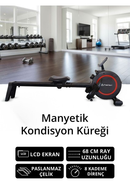 T-231 Manyetik Kondisyon Küreği / Paslanmaz Çelik / 8 Kademeli Direnç Ayarı / 68 cm Ray Uzunluğu fırsatları