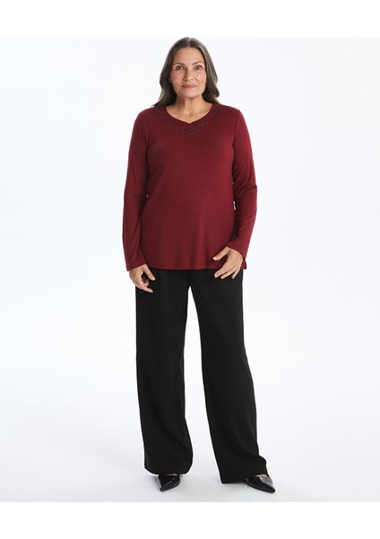 Yeni Sezon Bisiklet Yaka Parlak Taşlı Kadın Bluz fiyatları