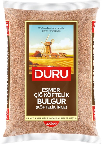 Duru Esmer Köftelik Ince Bulgur (Çiğ Köftelik) 2000G – Doğal Taş Değirmende Üretilmiş, Kolay Yoğrulan, Lif ve Protein Kaynağı fiyatları