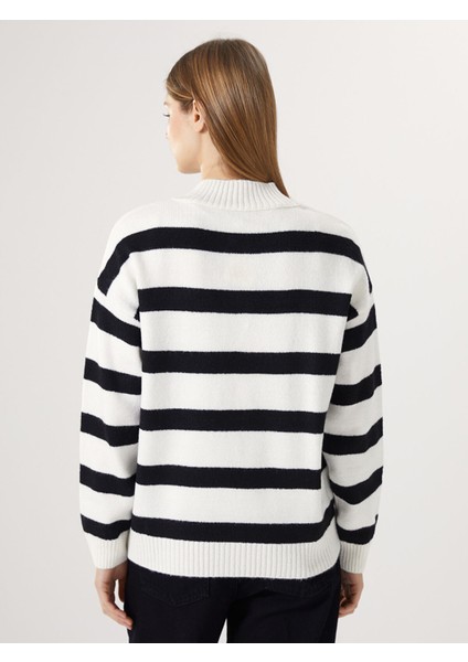 Yeni Sezon Bisiklet Yaka Renk Bloklu Kadın Triko Kazak fırsatları