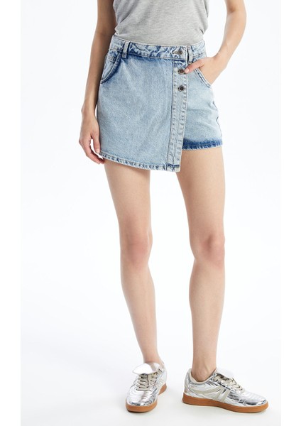 Yeni Sezon Kadın Standart Fit Düz Jean Şort Etek fiyatları