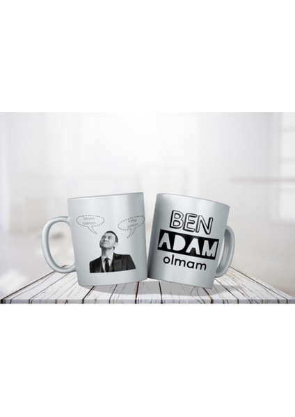 Porselen - Serdar Ortaç - Ben Adam Olmam Çift Taraf Baskılı Motto Kupa Bardak- Makinede Yıkanabilir