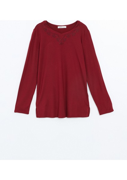 Yeni Sezon Bisiklet Yaka Parlak Taşlı Kadın Bluz indirimleri