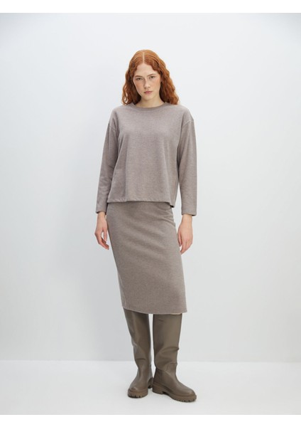 Yeni Sezon Beli Lastikli Dar Fit Kadın Triko Etek