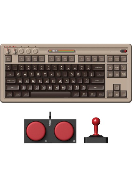 Retro Mekanik Klavye, /2.4g/usb-C Hot Swappable Oyun Klavyesi, 87 Tuşlu, Çift Süper Düğmeli ve Süper Çubuklu, Windows ve Için - C64 Edition - Qwerty Klavye