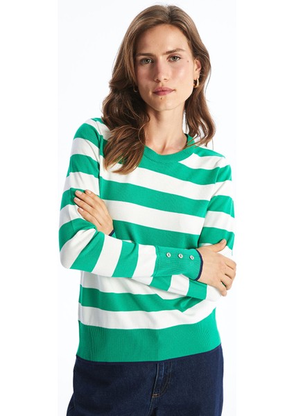 Yeni Sezon Bisiklet Yaka Renk Bloklu Kadın Triko Kazak