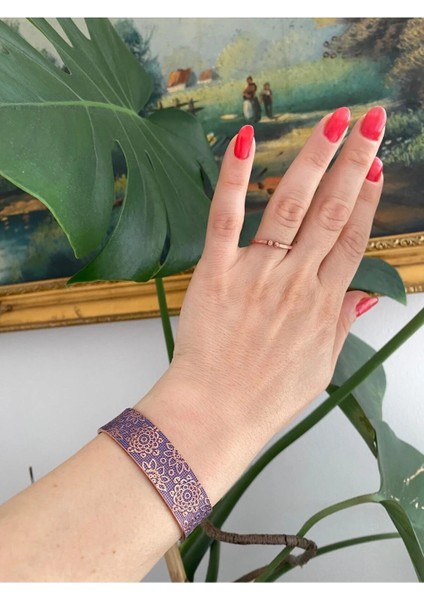 Parla Bakır Mor Mineli Bakır Bileklik