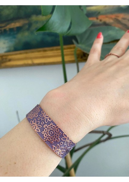 Parla Bakır Mor Mineli Bakır Bileklik modelleri