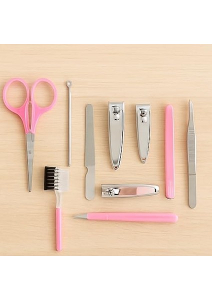 Manikür & Pedikür Seti – Elma Şekilli 9’lu Pembe, Taşınabilir El ve Tırnak Bakım Kiti modelleri