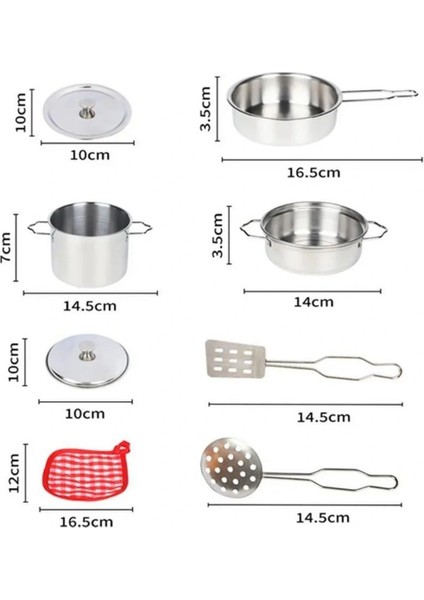 Çelik Gerçekçi Oyuncak Tencere Tava Seti 8 Parça Mutfak Oyun Seti Çocuk Mutfak Gereçleri fırsatları