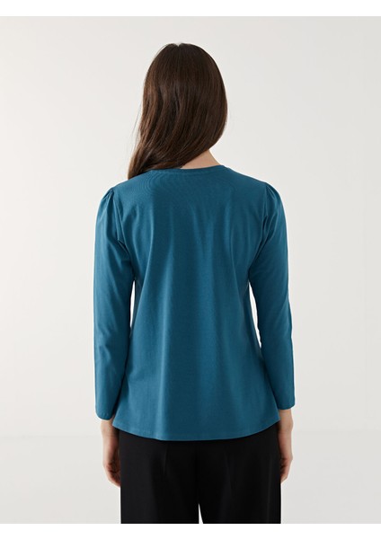 Yeni Sezon Bisiklet Yaka Desenli Kadın Bluz fırsatları