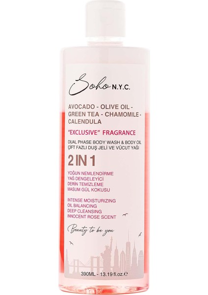 Soho N.y.c. Vegan Çift Fazlı Duş Jeli ve Yoğun Nemlendiricili Vücut Yağı-Exclusive 390 ml