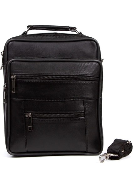 Erkek Hakiki Deri Çapraz Uzun Askılı El ve Omuz Çantası Büyük Boy - Siyah - NEW360 fiyatları