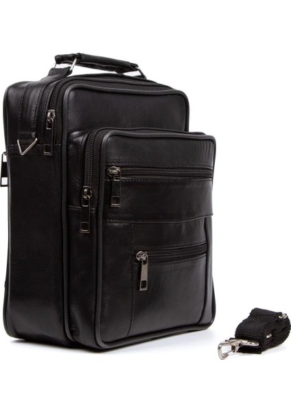 Erkek Hakiki Deri Çapraz Uzun Askılı El ve Omuz Çantası Büyük Boy - Siyah - NEW360 modelleri
