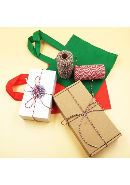 200 Metre (Bobin) Kırmızı-Yeşil-Beyaz 3 Renk Hediye Kutusu Süsleme Ipi Marteniçka Ipi Süs Ipi fiyatları