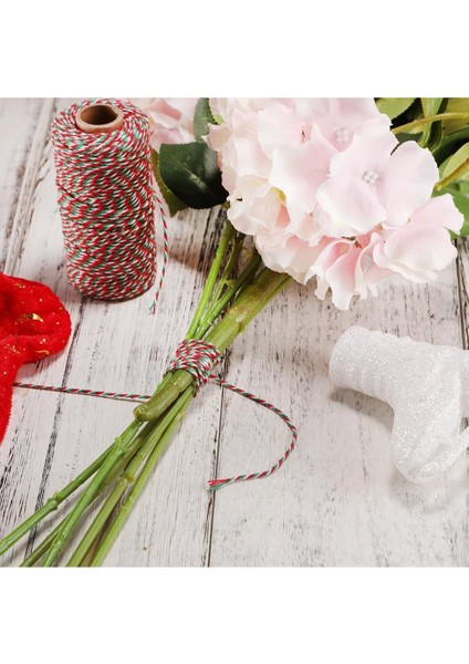 200 Metre (Bobin) Kırmızı-Yeşil-Beyaz 3 Renk Hediye Kutusu Süsleme Ipi Marteniçka Ipi Süs Ipi