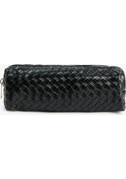 Örgü Desenli Fermuarlı Makyaj Çantası