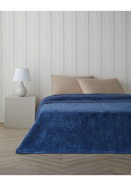 Paisley Dream Pamuklu Çift Kişilik Battaniye 200X220 cm Lacivert